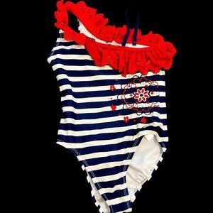 NWOT Heartstrings One Shoulder Red White and Blue Size 6X Swimsuit